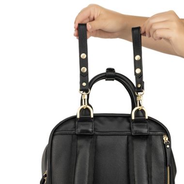 JuJuBe&reg; Million Pockets Faux Leather Diaper Backpack in Black Coffee. View a larger version of this product image.