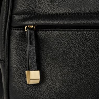 JuJuBe&reg; Million Pockets Faux Leather Diaper Backpack in Black Coffee. View a larger version of this product image.