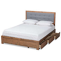 Baxton Studio™ Maryam Queen 3-Drawer Storage Bed in Grey/Ash Walnut