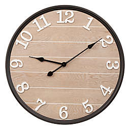 Glitzhome® 23.6-Inch Round Metal/Wood Farmhouse Wall Clock