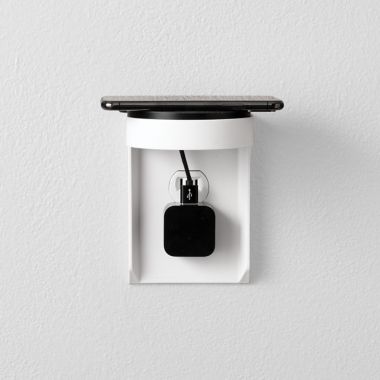 Bluelounge SocketStation Smart Hub Shelf in White. View a larger version of this product image.