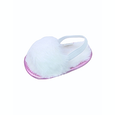 Stepping Stones Size 0-3M Faux Fur Slipper in White. View a larger version of this product image.