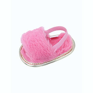 Stepping Stones Size 3-6M Faux Fur Slipper in Coral. View a larger version of this product image.