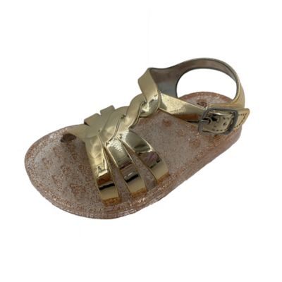 Stepping Stones Size 6-9M Cross Strap Jelly Sandal in Gold/White