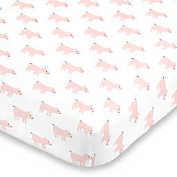 NoJo® Piggy Fitted Mini Crib Sheet in Pink