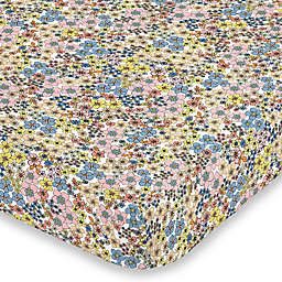 NoJo® Retro Floral Mini Fitted Crib Sheet in Blue