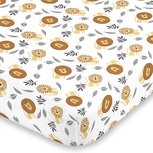 Alternate image 1 for NoJo® Lion Fitted Crib Sheet in Brown
