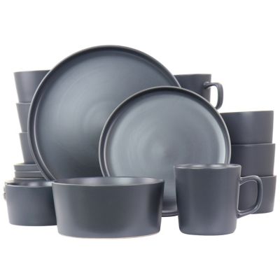 Gray Matte Service For 4 Stone Lain Coupe Dinnerware Set