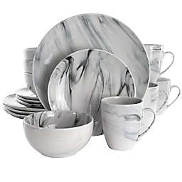Elama Fine Marble 16-Piece Dinnerware Set in Black/White