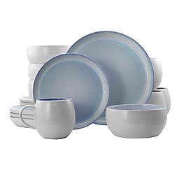 Elama Mocha 16-Piece Dinnerware Set in Blue