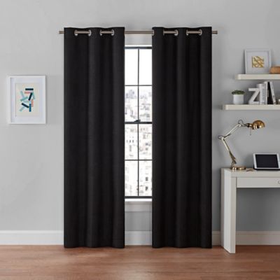 Brookstone&reg; Galaxy 63-Inch 100% Blackout Grommet Curtain Panels in Black (Set of 2)