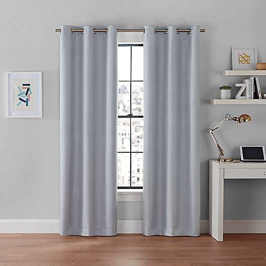 Alternate image 1 for Brookstone® Galaxy 108-Inch 100% Blackout Grommet Curtain Panels in Grey (Set of 2)