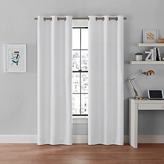 Alternate image 1 for Brookstone® Galaxy 95-Inch 100% Blackout Grommet Window Curtain Panels in White (Set of 2)