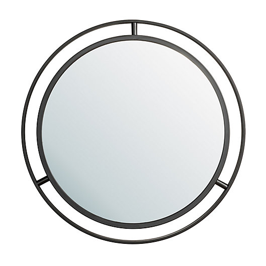 Alternate image 1 for Glitzhome® 24-Inch Round Deluxe Metal Mirror in Black