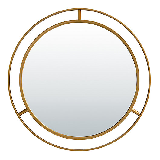 Alternate image 1 for Glitzhome® 28-Inch Round Oversized Glam Metal Mirror in Gold