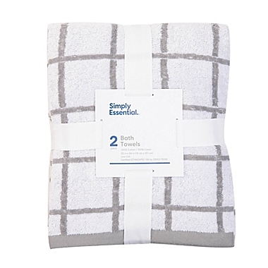 Simply Essential&trade; Cotton 2-Piece Bath Towel Set  in Alloy. View a larger version of this product image.