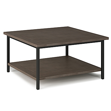 Simpli Home Skyler Solid Mango Wood, Square Coffee Table Wood And Iron