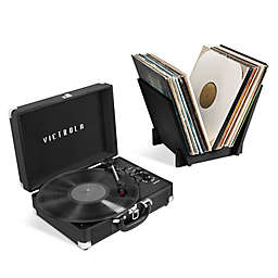 Victrola™ Journey+ Bluetooth® Suitcase Record Player & Record Stand in Black