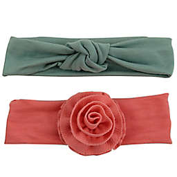 Tiny Treasures 2-Pack Knot/Flower Headband Set in Green/Pink