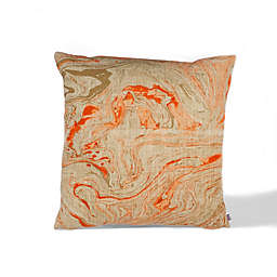 Divine Home Marble Print Square Throw Pillow in Apricot