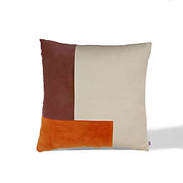 Divine Home Colorblock Velvet Square Throw Pillow in Orange