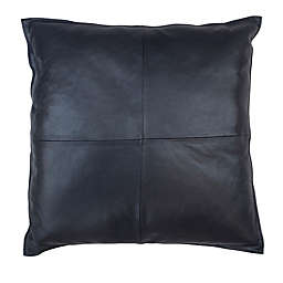 Divine Home Soft Metallic Genuine Lambskin Square Throw Pillow in Black