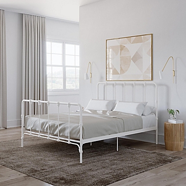 Atwater Living Abby Farmhouse Full Metal Bed in White. View a larger version of this product image.