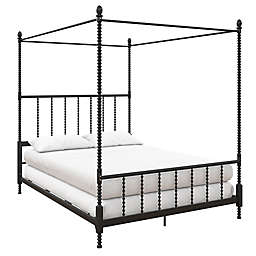 Atwater Living Krissy Queen Metal Canopy Bed Frame in Black