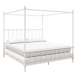 Atwater Living Krissy King Metal Canopy Bed Frame in White