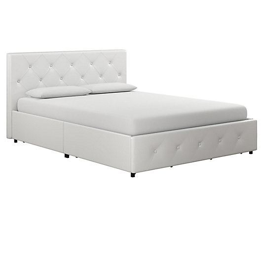 Aer Living Dana Faux Leather, Tufted Bed With Storage Full