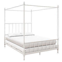 Atwater Living Krissy Queen Metal Canopy Bed Frame in White