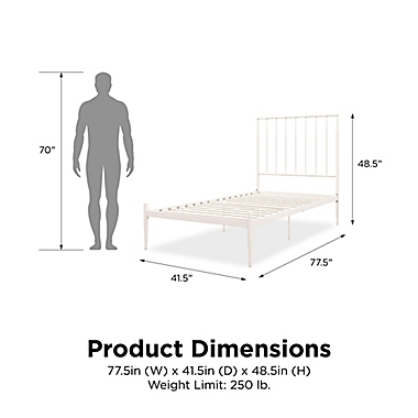 Atwater Living Gemma Twin Metal Bed Frame in White. View a larger version of this product image.