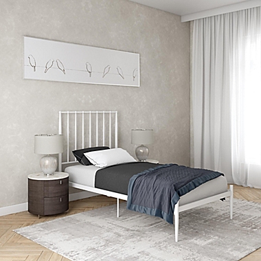 Atwater Living Gemma Twin Metal Bed Frame in White. View a larger version of this product image.