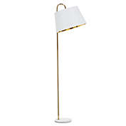Ridge Road D&eacute;cor Marbled Floor Lamp in Gold with Linen Shade