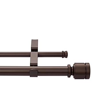 Cambria&reg; Deco 18 to 36-Inch Adjustable Double Curtain Rod Set in Matte Brown. View a larger version of this product image.