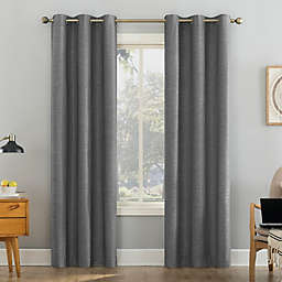 Sun Zero® Liam Heathered Strie Extreme Blackout 96-Inch Curtain Panel in Charcoal (Single)