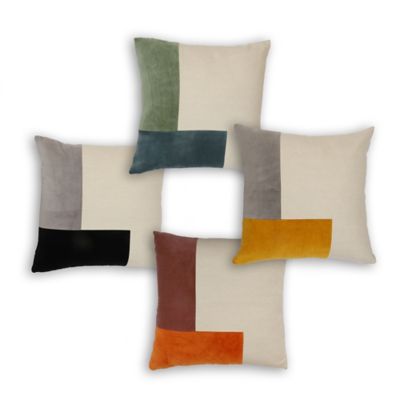 Divine Home Colorblock Velvet Square Throw Pillow