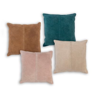 Whipstitch Suede Square Throw Pillow