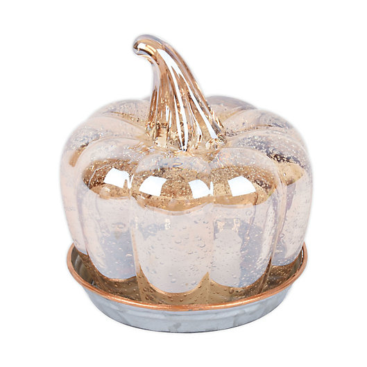 Alternate image 1 for Bee & Willow™ Glass Pumpkin Cloche with LED Votive Candle in Amber