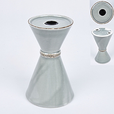 Bee &amp; Willow&trade; Medium Ceramic Candle Holder in Grey. View a larger version of this product image.