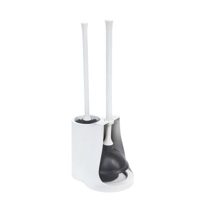 Simply Essential&trade; Plastic Toilet Brush and Plunger Combo in White