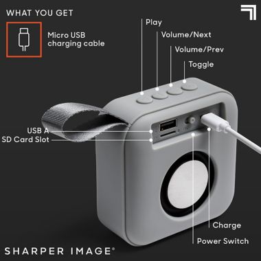 Sharper Image&reg; 3-Inch Square Bluetooth Speaker in Grey. View a larger version of this product image.