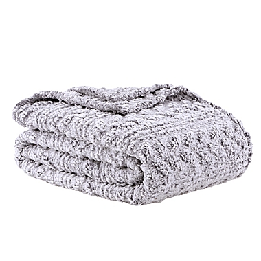 Wild Sage&trade; Kaity Plush Sherpa Twin Blanket in Grey. View a larger version of this product image.