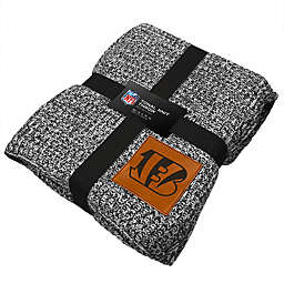 NFL Cincinnati Bengals Two-Tone Sweater Knit Blanket with Faux Leather Logo