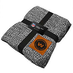 NFL Washington Football Team Two-Tone Sweater Knit Blanket with Faux Leather Logo