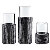 Danya B.&trade; Contemporary Metal Candle Holders with Clear Glass (Set of 3)