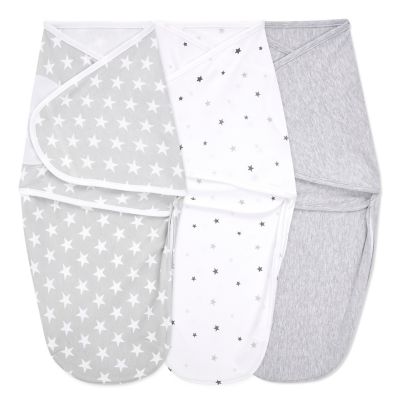 aden + anais&reg; essentials 3-Pack Twinkle Easy Wrap Swaddle Wraps in Grey