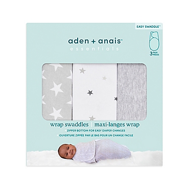 aden + anais&reg; essentials 3-Pack Twinkle Easy Wrap Swaddle Wraps in Grey. View a larger version of this product image.