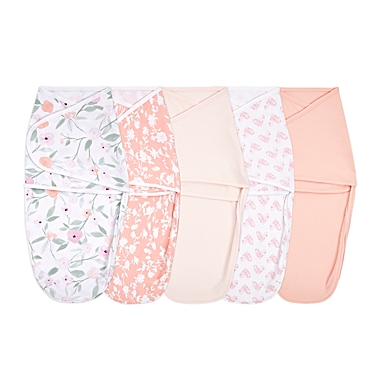 aden + anais&reg; essentials 5-Pack Feminine Florals Easy Wrap Swaddle Wraps in Pink. View a larger version of this product image.