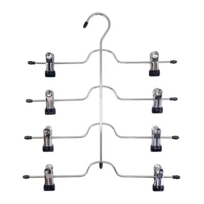 Simply Essential&trade; 4-Tier Skirt/Pant Hanger in Black/Chrome